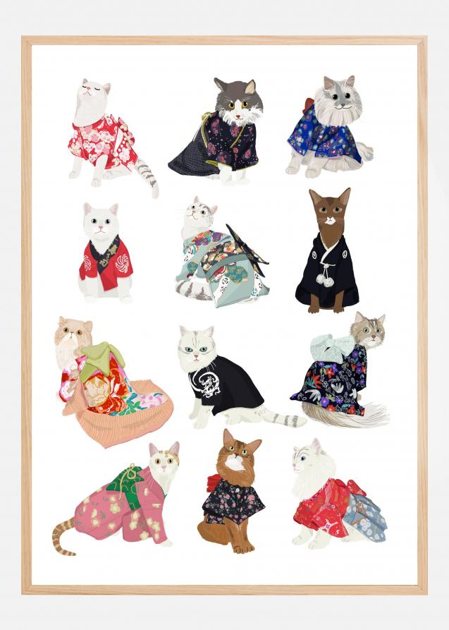 Cat In Kimono Plakat