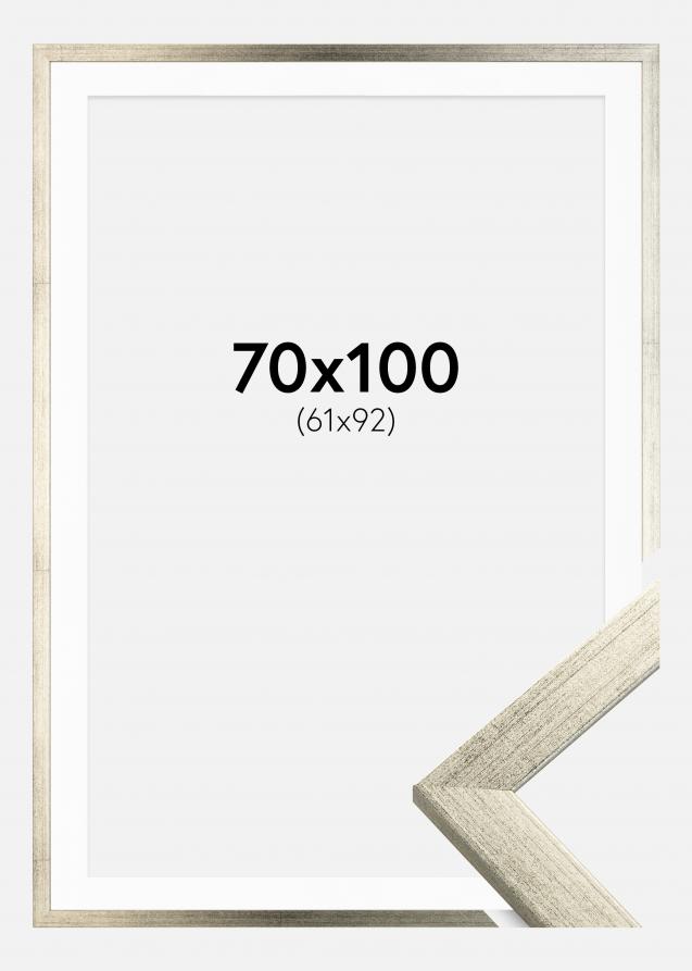 Ramme Stilren Sølv 70x100 cm - Passepartout Hvid 62x93 cm
