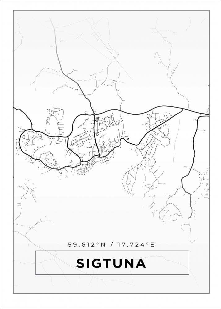 Kort - Sigtuna - Hvid Plakat