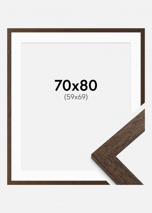 Ramme Brown Wood 70x80 cm - Passepartout Hvid 60x70 cm