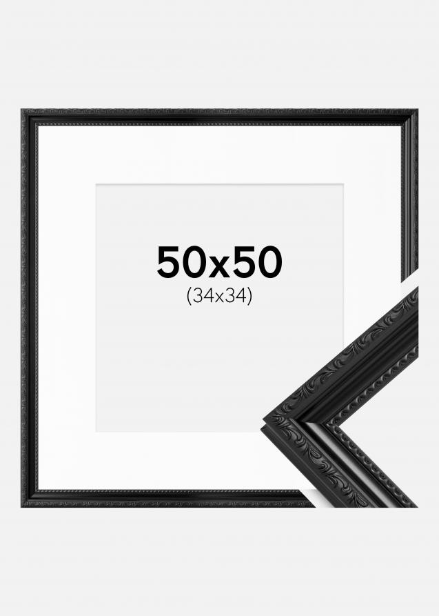 Ramme Abisko Sort 50x50 cm - Passepartout Hvid 35x35 cm