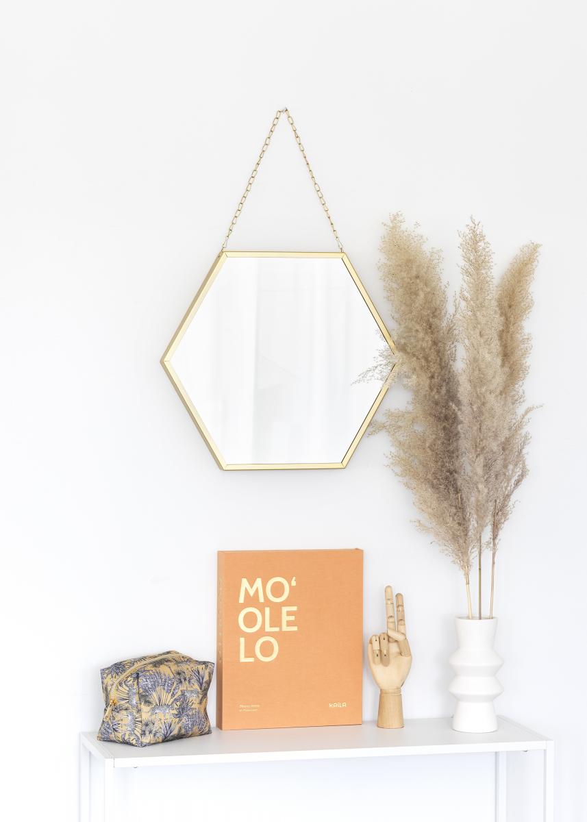 KAILA Spejl Hex Chain - Guld 39x45 cm