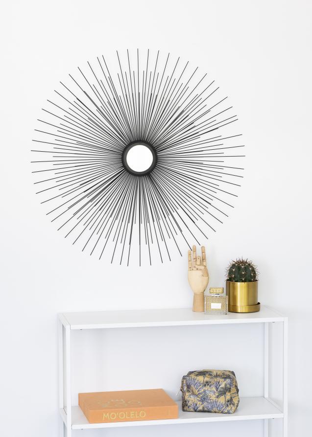 KAILA Rundt Spejl Sunrays - Sort 80 cm Ø