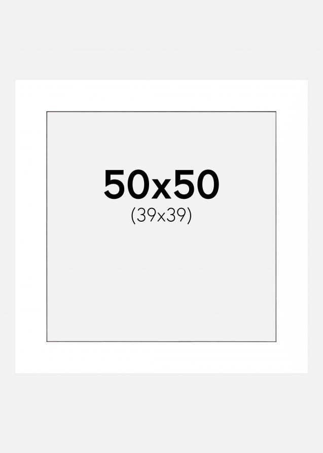 Passepartout Hvid (Sort kerne) 50x50 cm (39x39 cm)