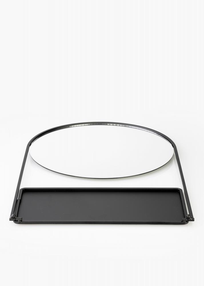 KAILA Rundt Spejl med hylde - Sort 35x55 cm