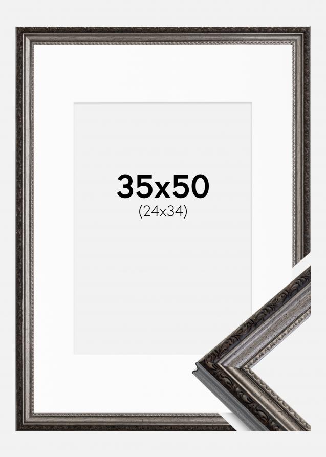 Ramme Abisko Sølv 35x50 cm - Passepartout Hvid 25x35 cm