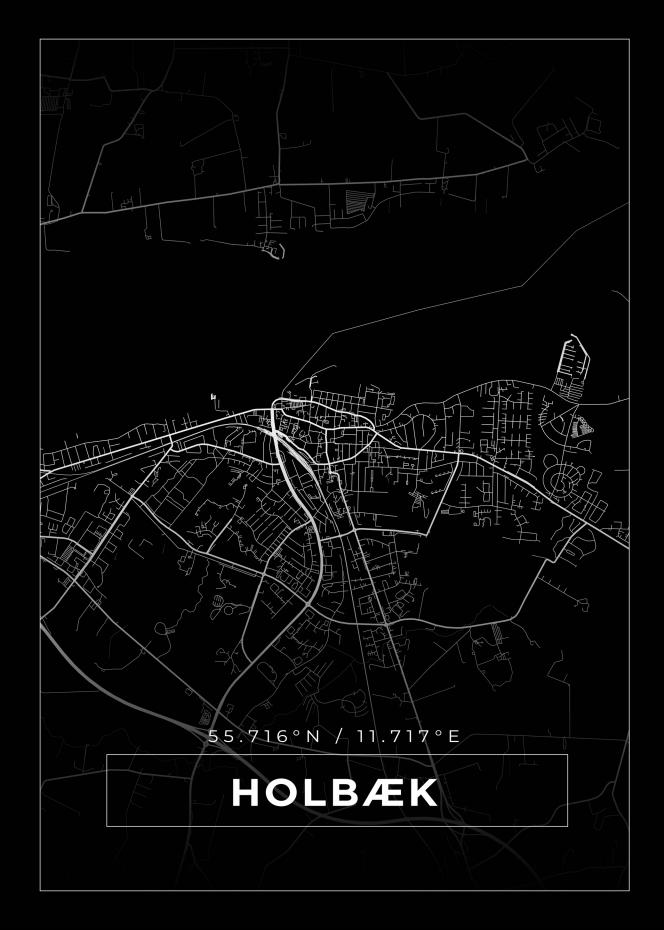 Kort - Holbk - Sort Plakat