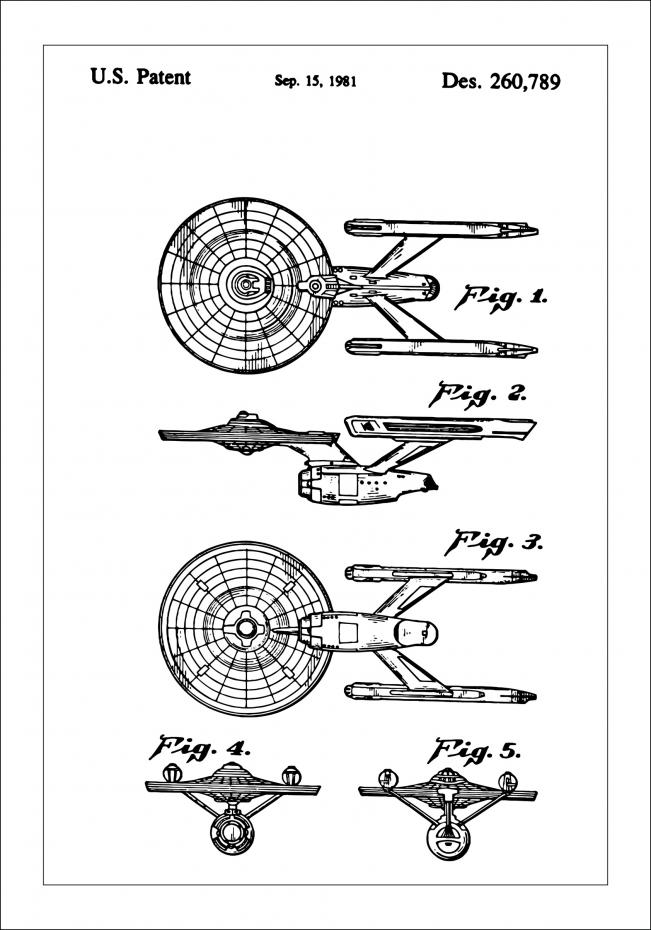 Patenttegning - Star Trek - USS Enterprise Plakat