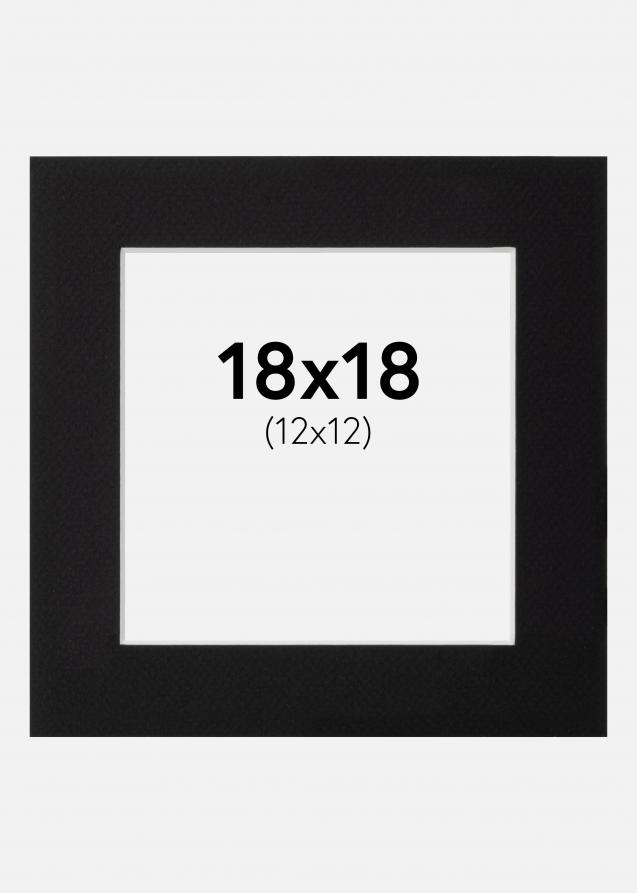 Passepartout Sort Standard (Hvid Kerne) 18x18 cm (12x12)