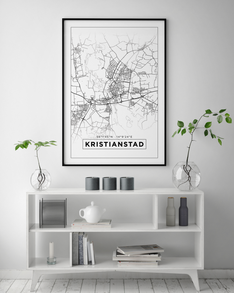 Kort - Kristianstad - Hvid Plakat