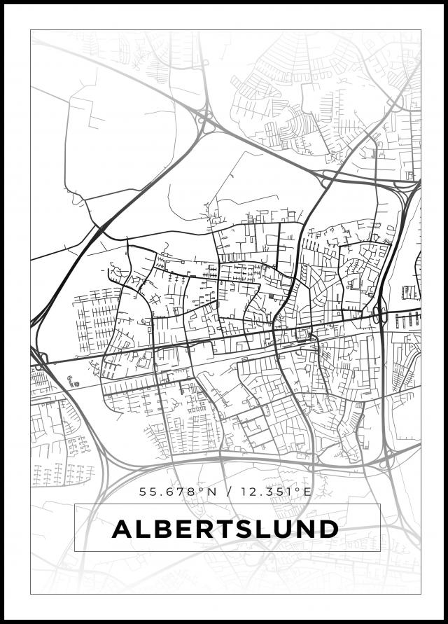 Kort - Albertslund - Hvid Plakat