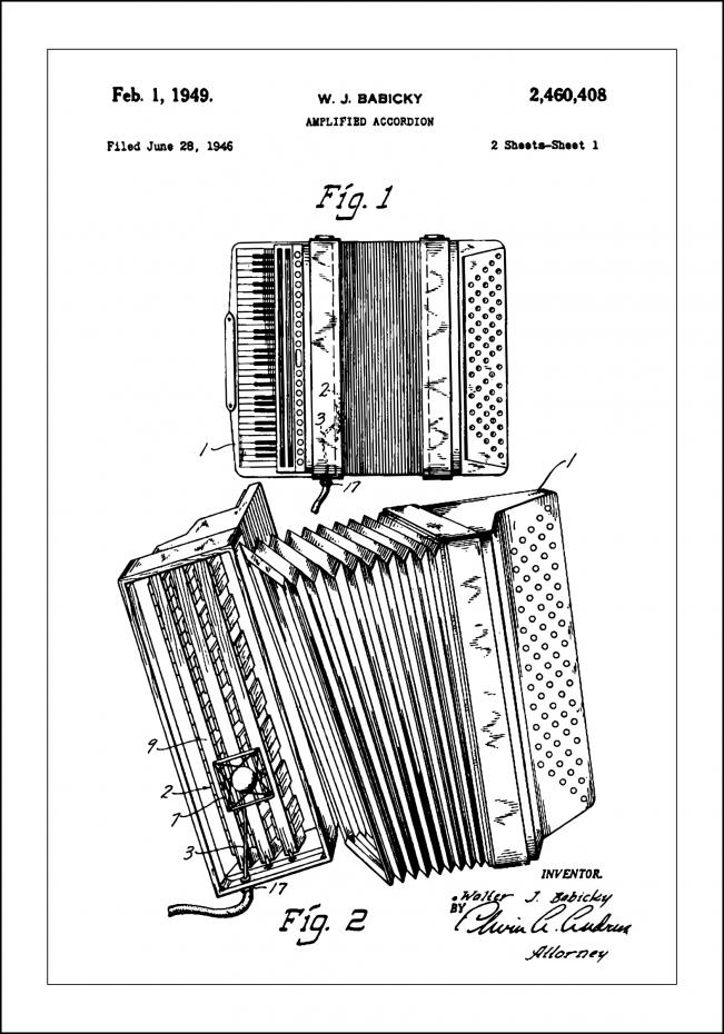 Patent Print - Amplified Accordion I - White
