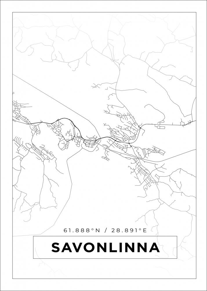 Kort - Savonlinna - Hvid Plakat