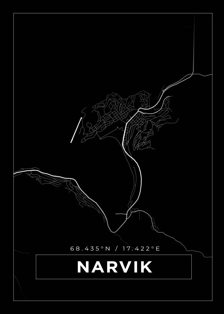 Kort - Narvik - Sort Plakat