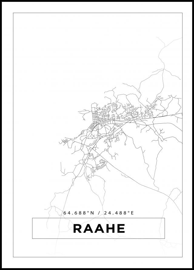 Kort - Raahe - Hvid Plakat