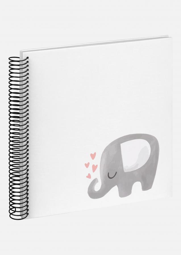 Baby Elephant Hearting Spiralalbum Hvid - 24x24 cm (40 Hvide sider / 40 ark)