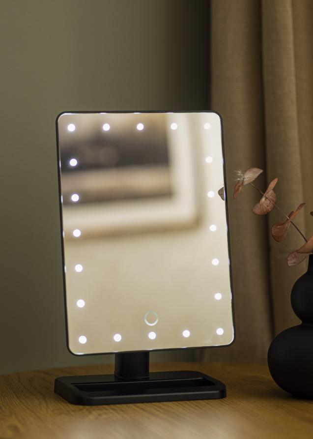 KAILA Makeupspejl LED med Bluetoothhøjtaler Sort 18x30 cm