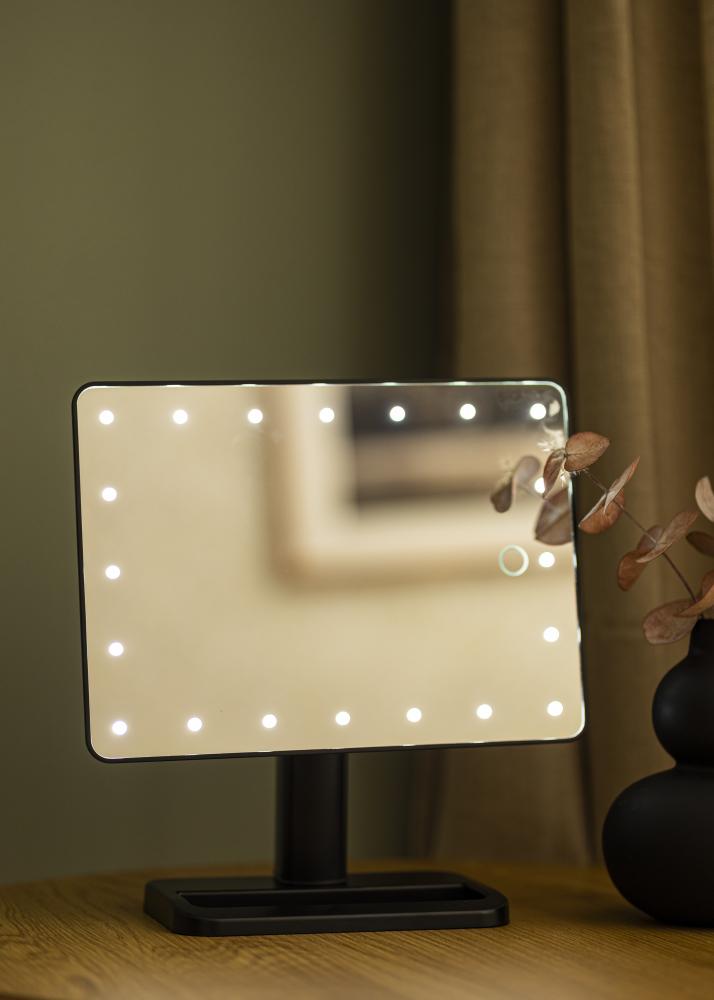 KAILA Makeupspejl LED med Bluetoothhjtaler Sort 18x30 cm