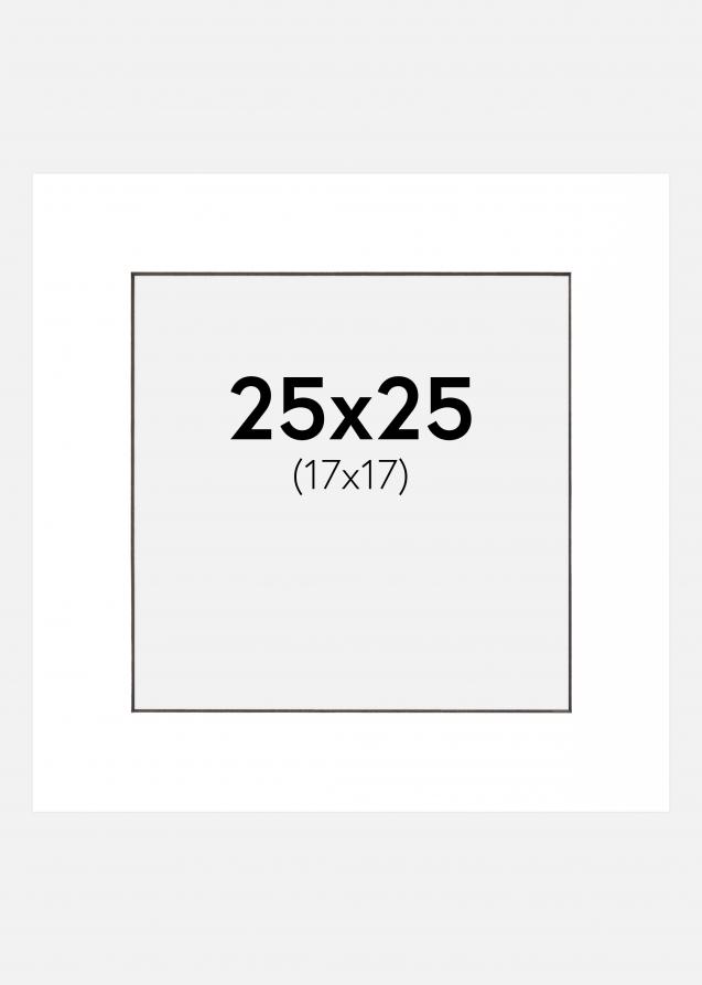 Passepartout Hvid (Sort kerne) 25x25 cm (17x17 cm)