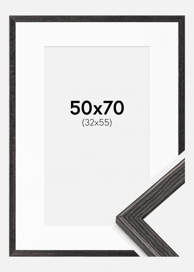 Ramme Fiorito Mørkegrå 50x70 cm - Passepartout Hvid 33x56 cm