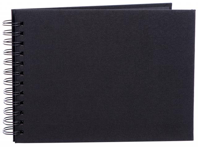 Base Line Canvas Wire-O Sort 23x17 cm (40 Sorte sider / 20 Ark)