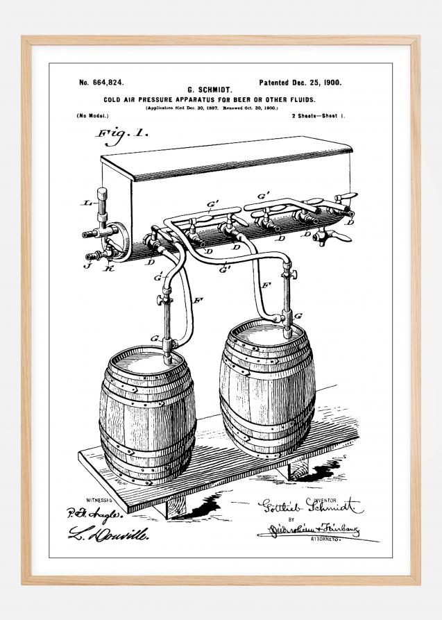 Patent Print - Beer Kegs - White Plakat