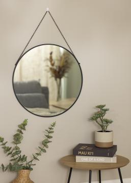 Rundt Spejl Modern Sort 61 cm 