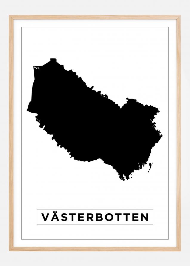 Kort - Västerbotten - Hvid Plakat