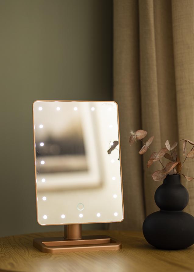 KAILA Makeupspejl LED med Bluetoothhøjtaler Rosaguld 18x30 cm