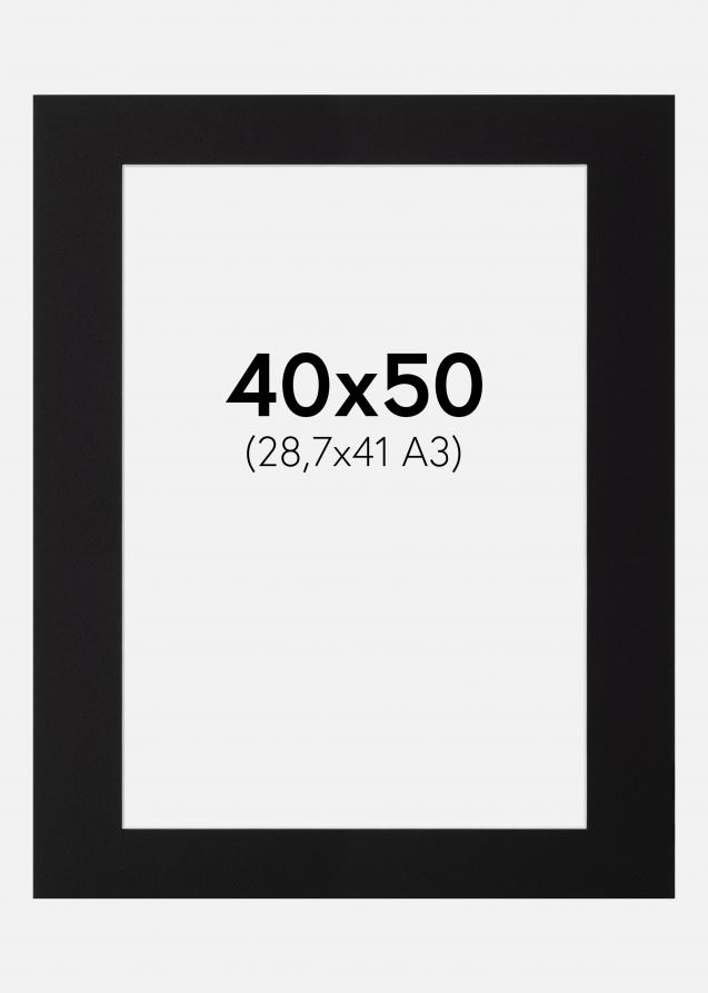 Passepartout Sort (Hvid kerne) 40x50 cm (28,7x41 - A3)