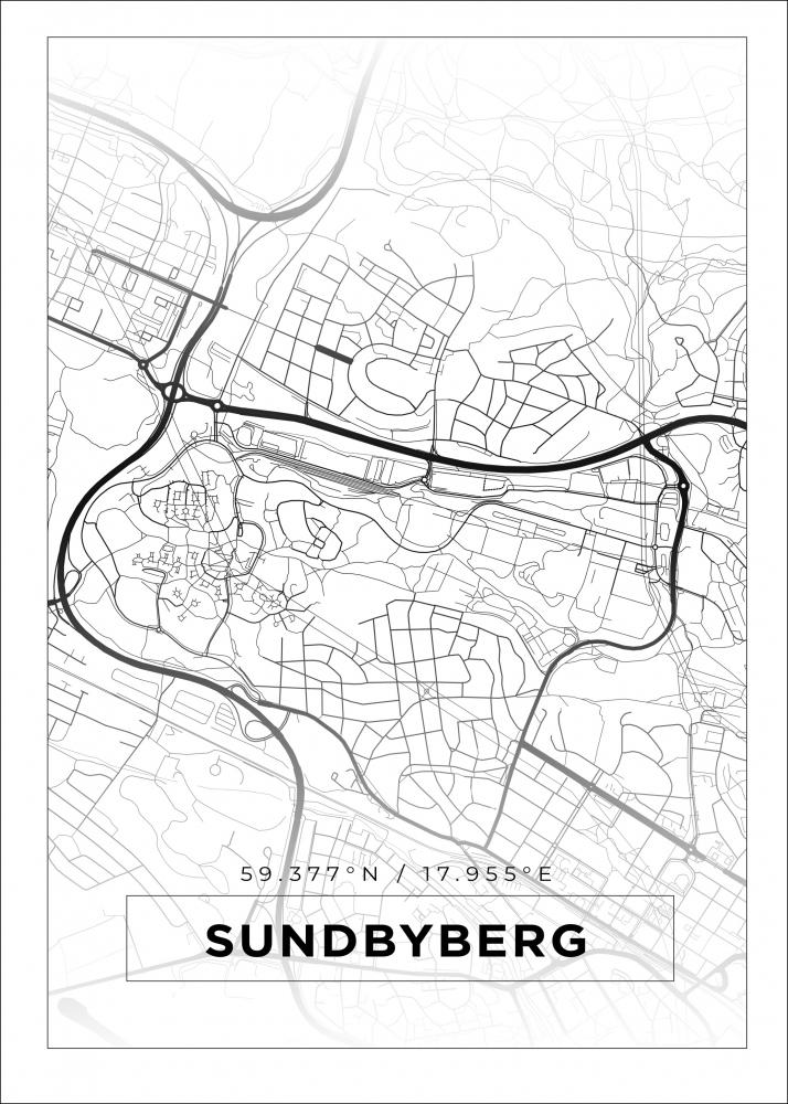 Kort - Sundbyberg - Hvid Plakat