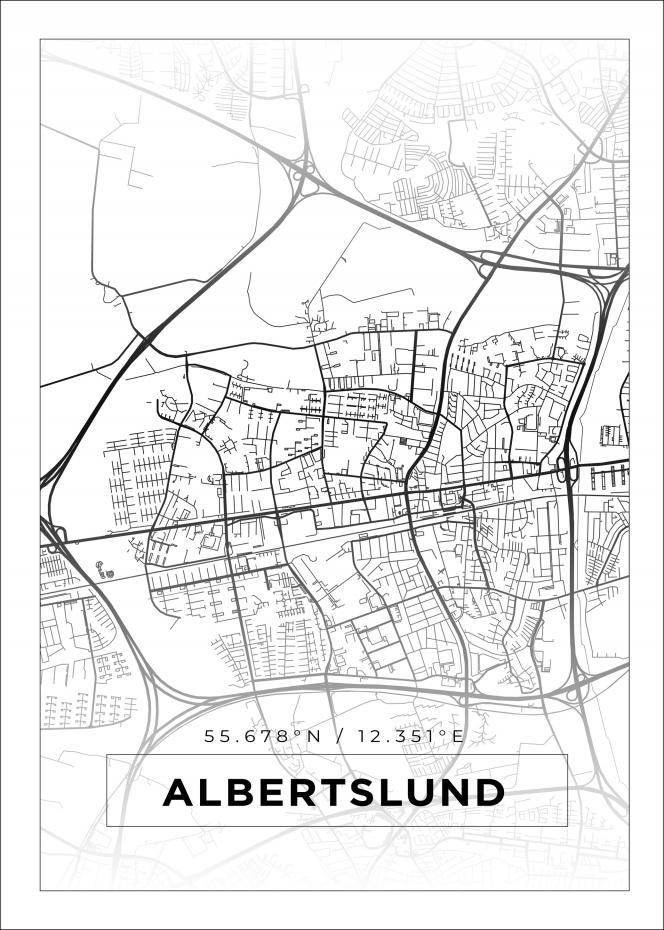 Kort - Albertslund - Hvid Plakat