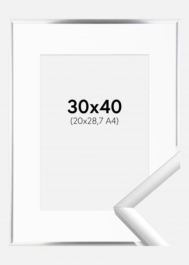 Ramme New Lifestyle Sølv 30x40 cm - Passepartout Hvid 21x29,7 cm (A4)