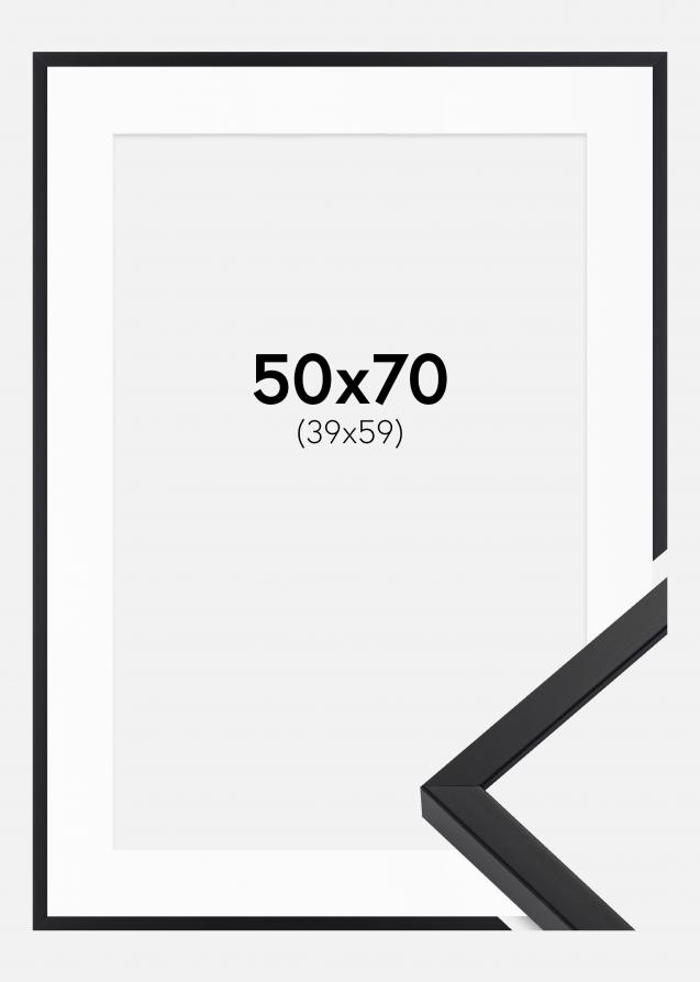 Ramme E-Line Sort 50x70 cm - Passepartout Hvid 40x60 cm
