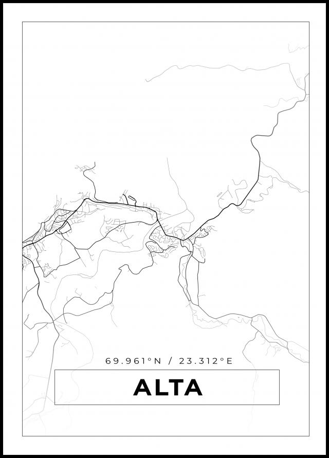 Kort - Alta - Hvid Plakat