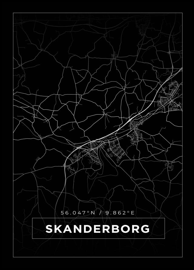 Kort - Skanderborg - Sort Plakat