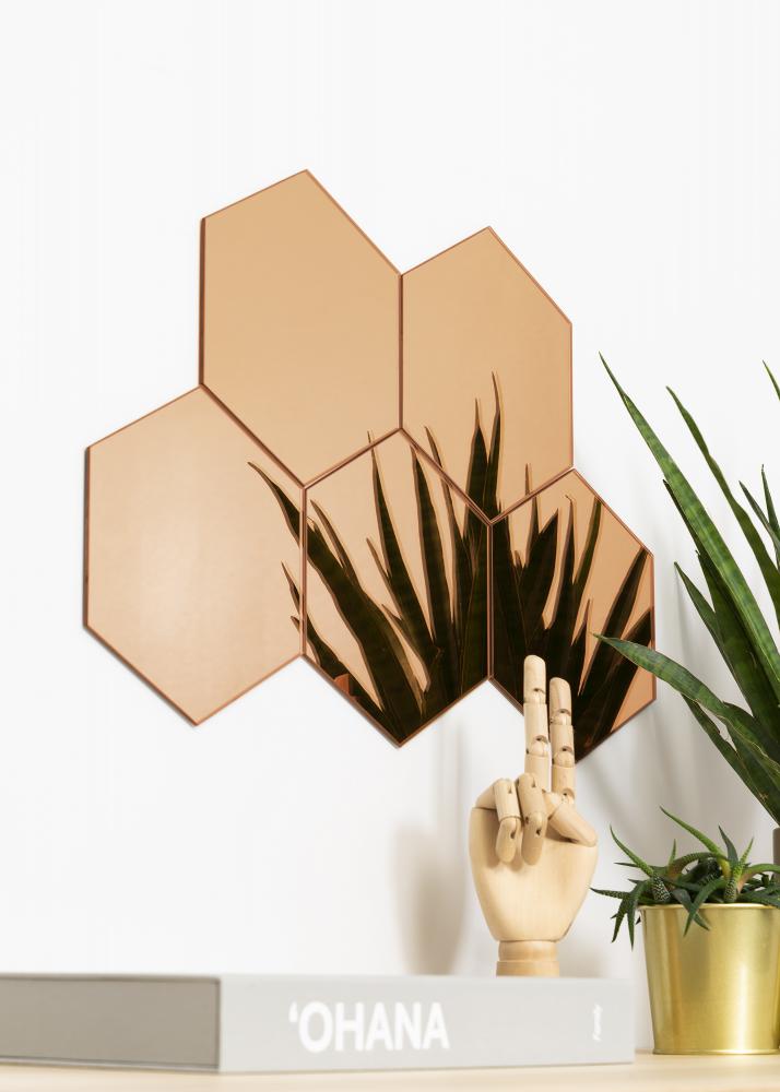 KAILA Spejl Hexagon Rose Gold 18x21 cm - 5-pak