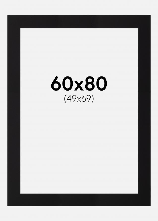 Passepartout Sort (Hvid kerne) 60x80 cm (49x69)