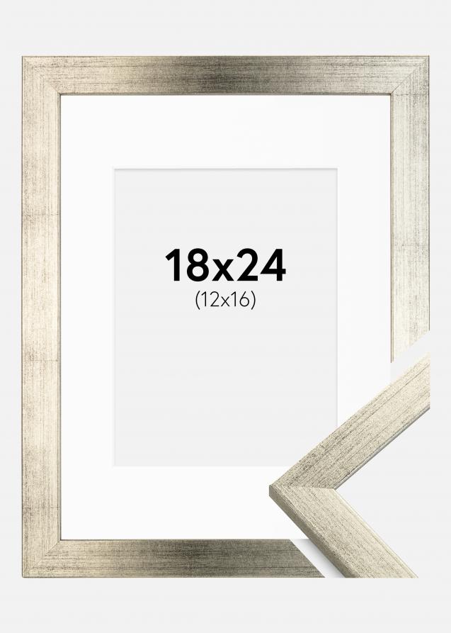 Ramme Stilren Sølv 18x24 cm - Passepartout Hvid 13x17 cm