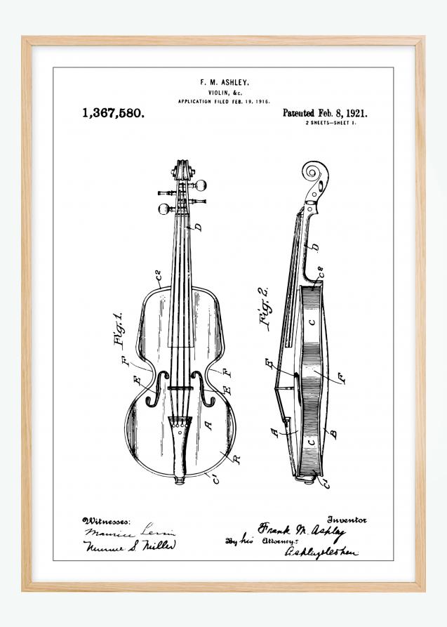 Patenttegning - Violin Plakat