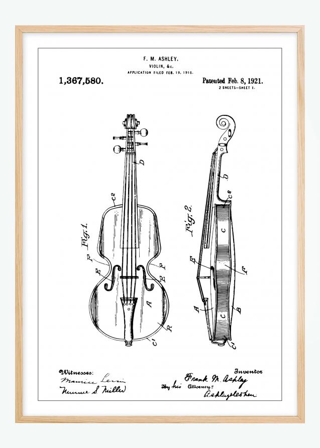 Patenttegning - Violin Plakat