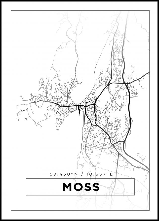 Kort - Moss - Hvid Plakat