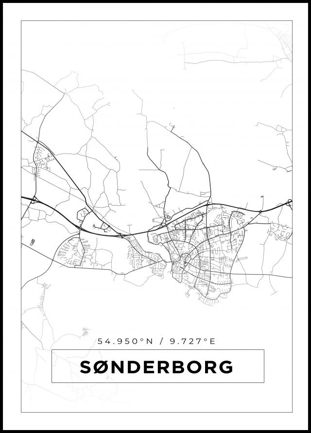 Kort - Sønderborg - Hvid Plakat