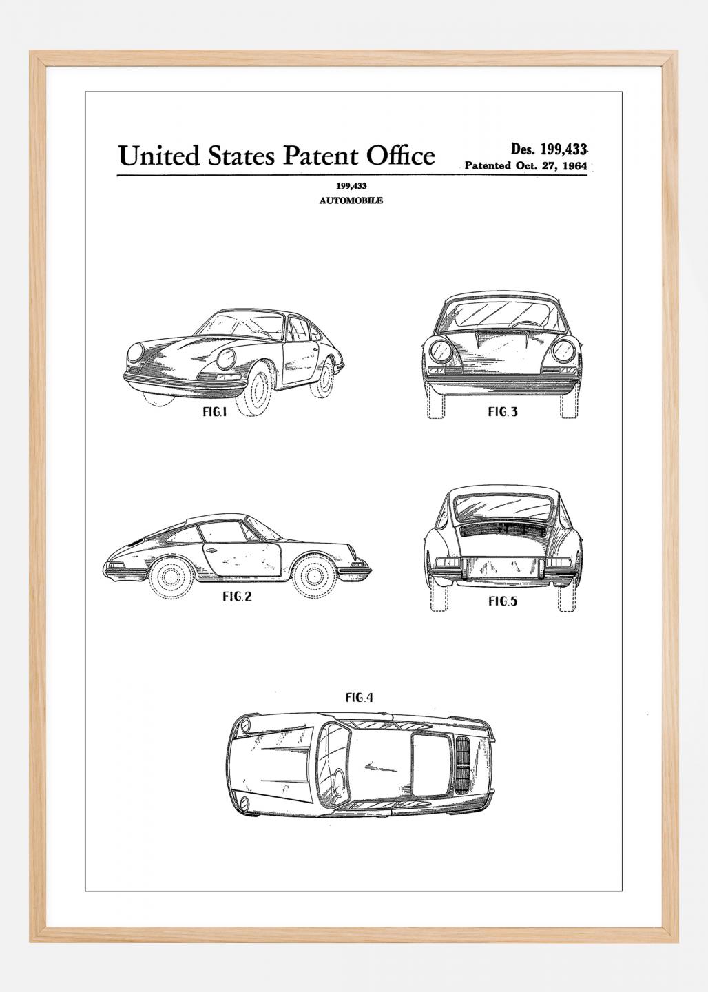 Køb Patent Print - Porsche 911 Carrera White Plakat her - BGA.DK