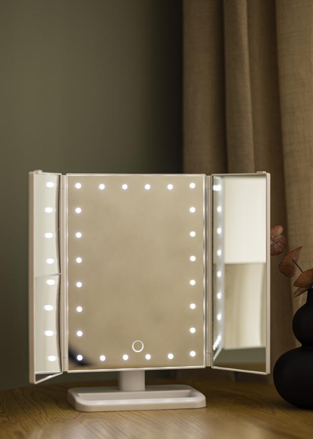 KAILA Makeupspejl Tri-Fold Magnifying Hvid 20x30 cm