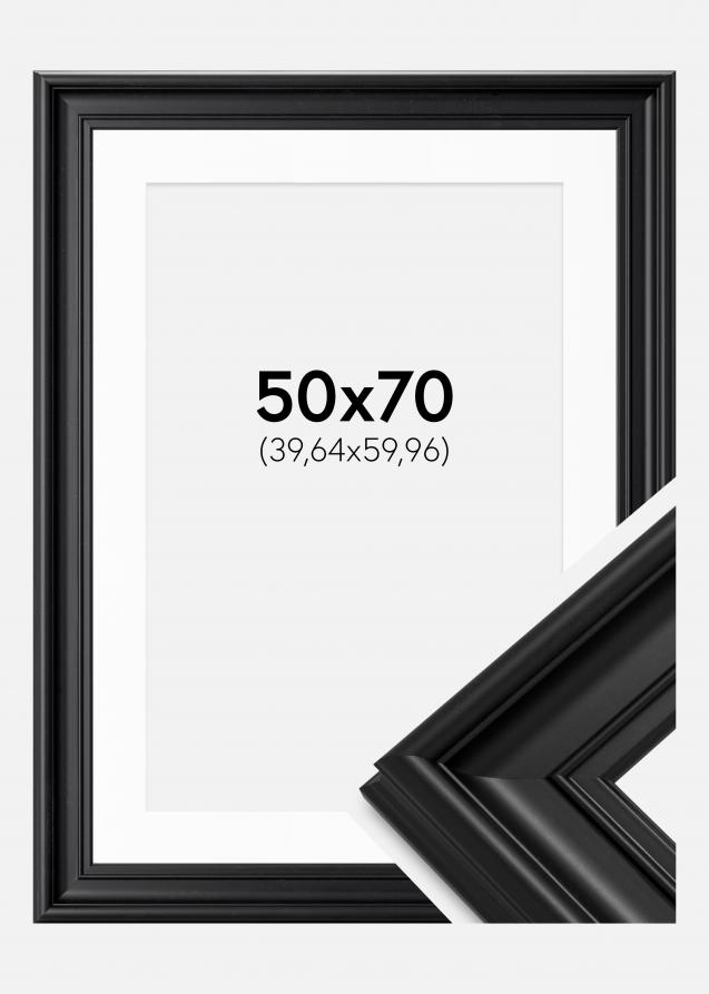 Ramme Mora Premium Sort 50x70 cm - Passepartout Hvid 16x24 inches