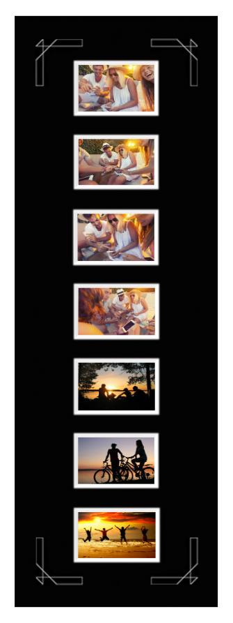 Passepartout Sort 30x91 cm - Collage 7 Billeder (9x14 cm)