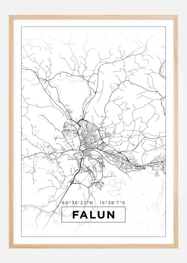 Kort - Falun - Hvid Plakat