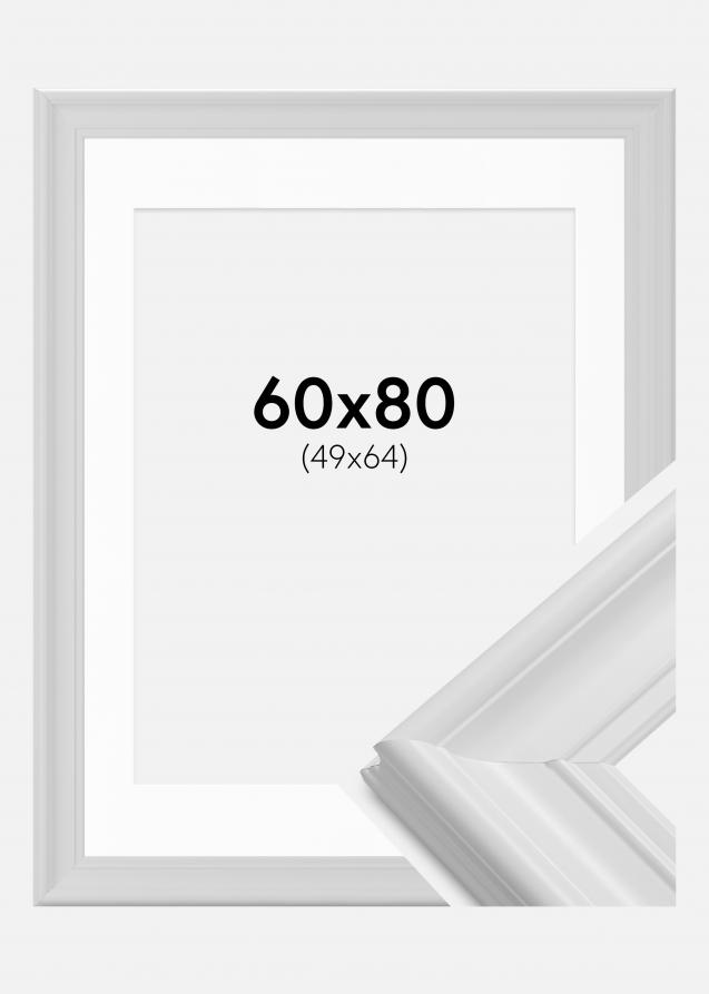 Ramme Mora Premium Hvid 60x80 cm - Passepartout Hvid 50x65 cm