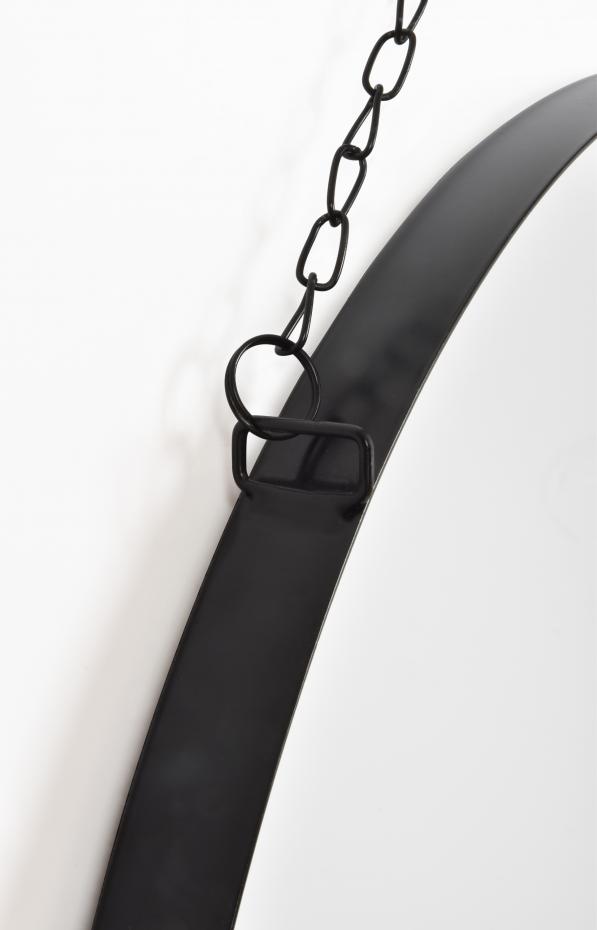Spejl Aruba Black Round With Metal Chain Hanger 50 cm 
